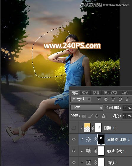 PS给女生照片添加傍晚霞光光影特效