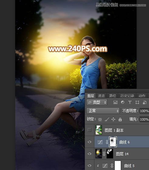 PS给女生照片添加傍晚霞光光影特效