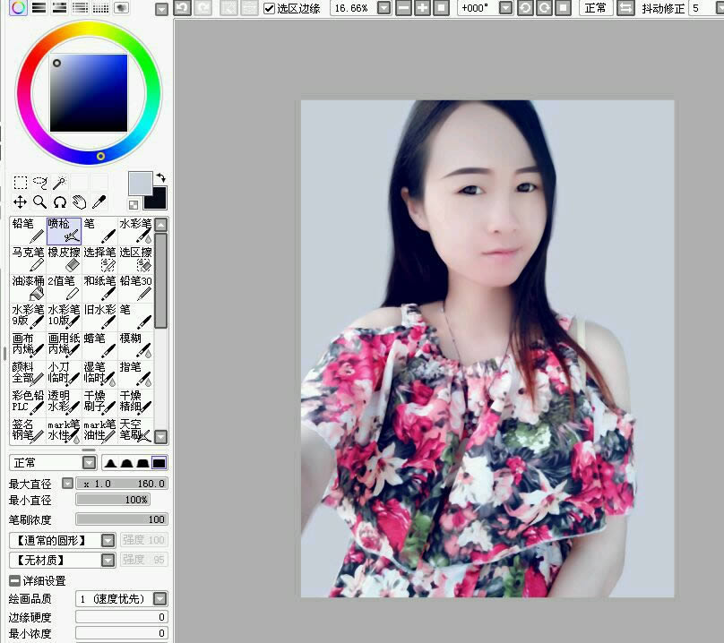 结合SAI软件把女孩照片转手绘的PS教程