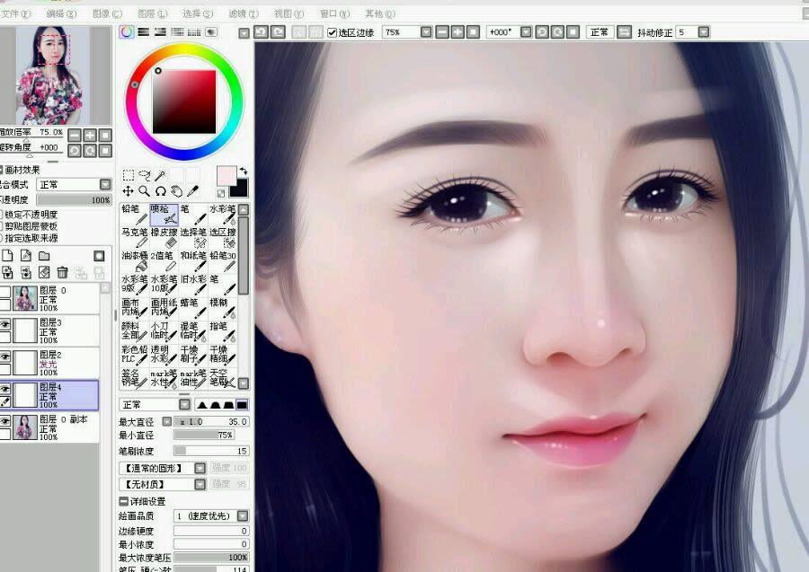 结合SAI软件把女孩照片转手绘的PS教程