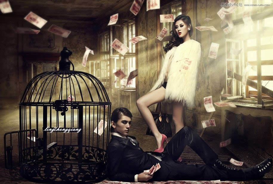 用PS设计质感女王肤色效果和场景图片