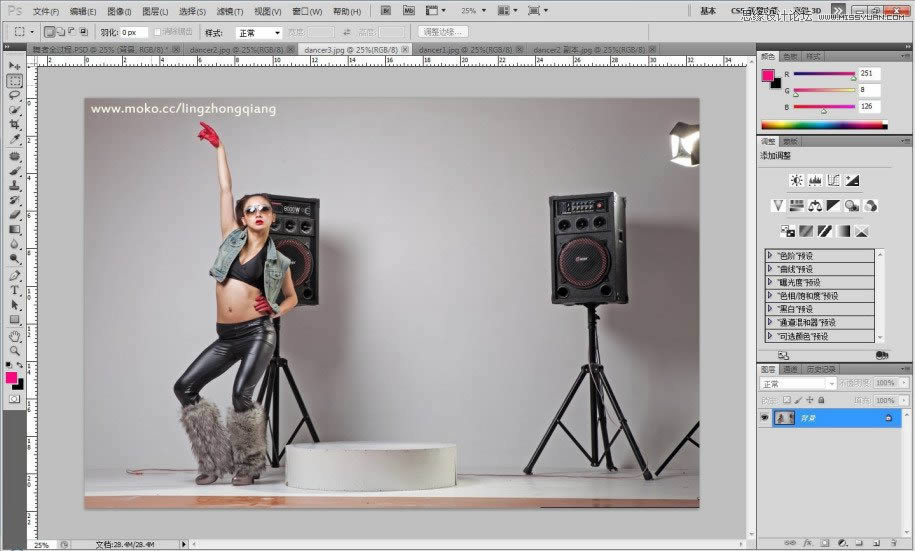 用PS调出金属肤色钢管舞女孩场景图片