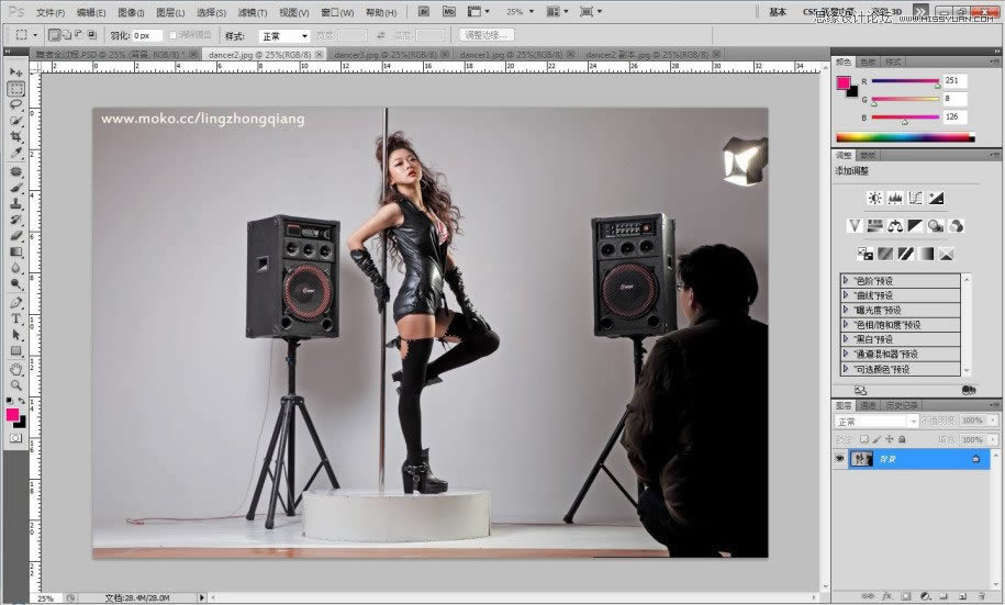 用PS调出金属肤色钢管舞女孩场景图片