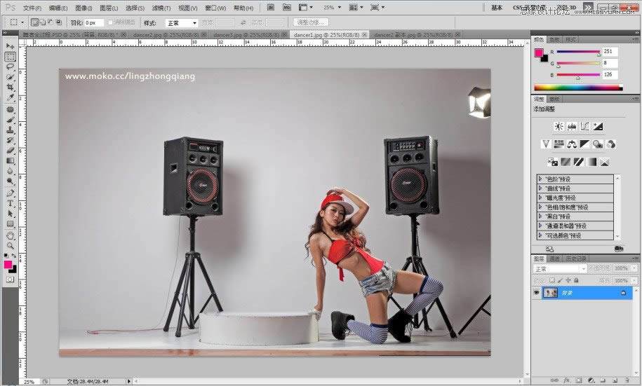 用PS调出金属肤色钢管舞女孩场景图片