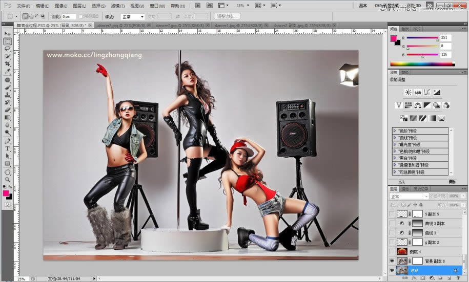 用PS调出金属肤色钢管舞女孩场景图片