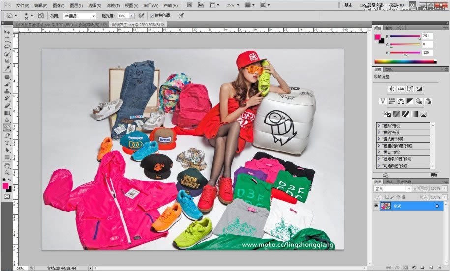 PS调出墨绿色场景质感古铜女孩照片