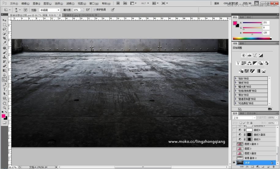 PS调出墨绿色场景质感古铜女孩照片