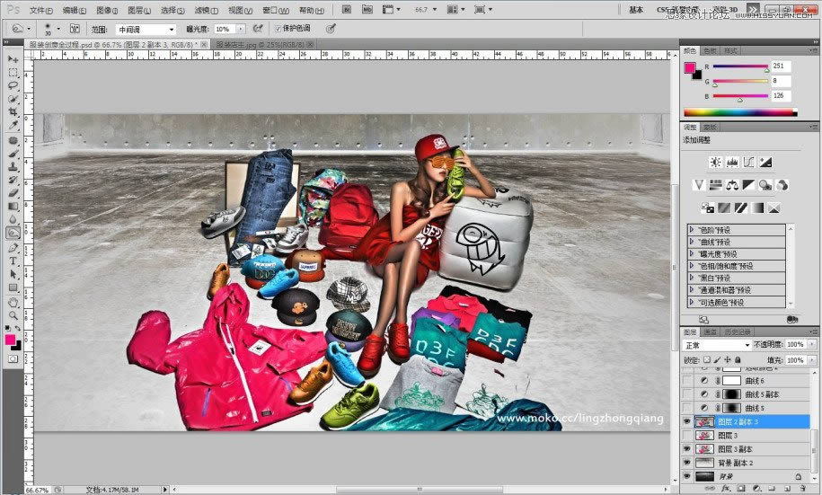 PS调出墨绿色场景质感古铜女孩照片