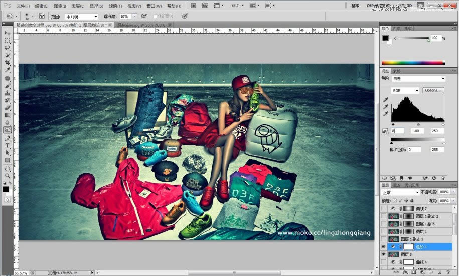 PS调出墨绿色场景质感古铜女孩照片