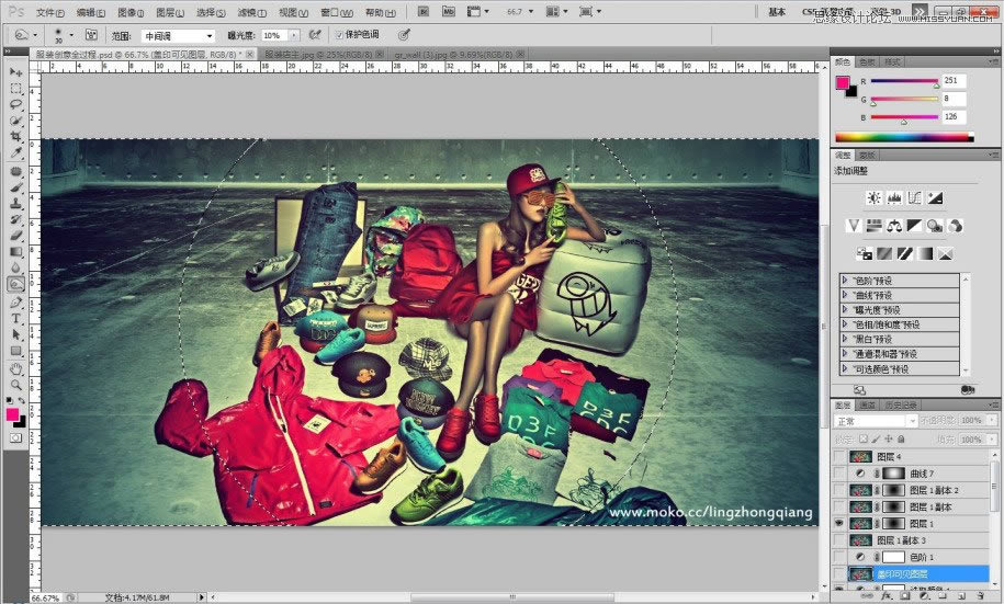 PS调出墨绿色场景质感古铜女孩照片