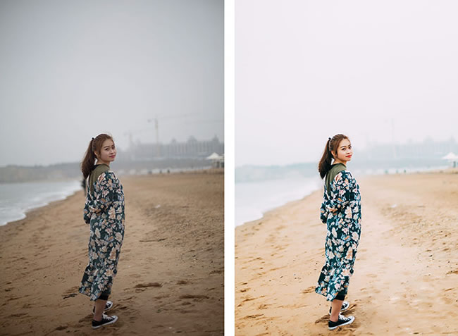 Photoshop调出海边沙滩人像电影胶片效果