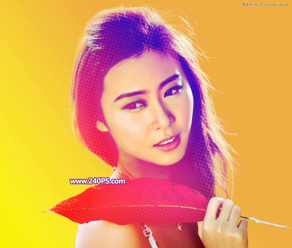 PS调出绚丽渐变色彩网纹效果人像照片