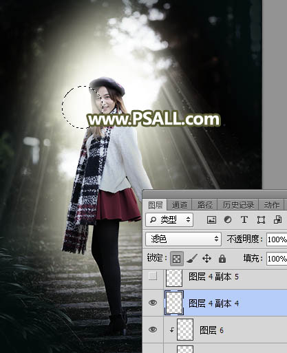 PS给树林人物照片添加冷色光影效果