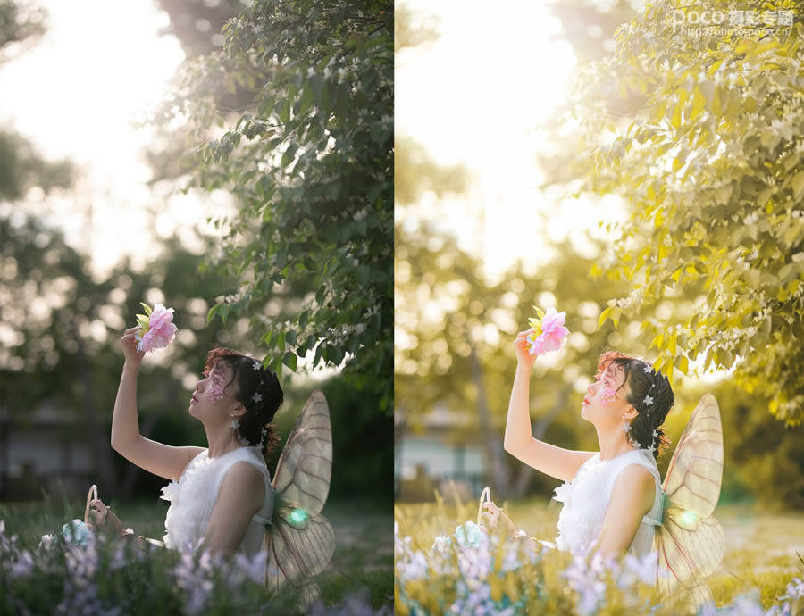用PS调出暖色阳光色彩的清新女孩照片