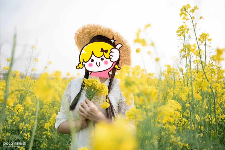 PS把逆光油菜花人物照片调成明亮高清效果