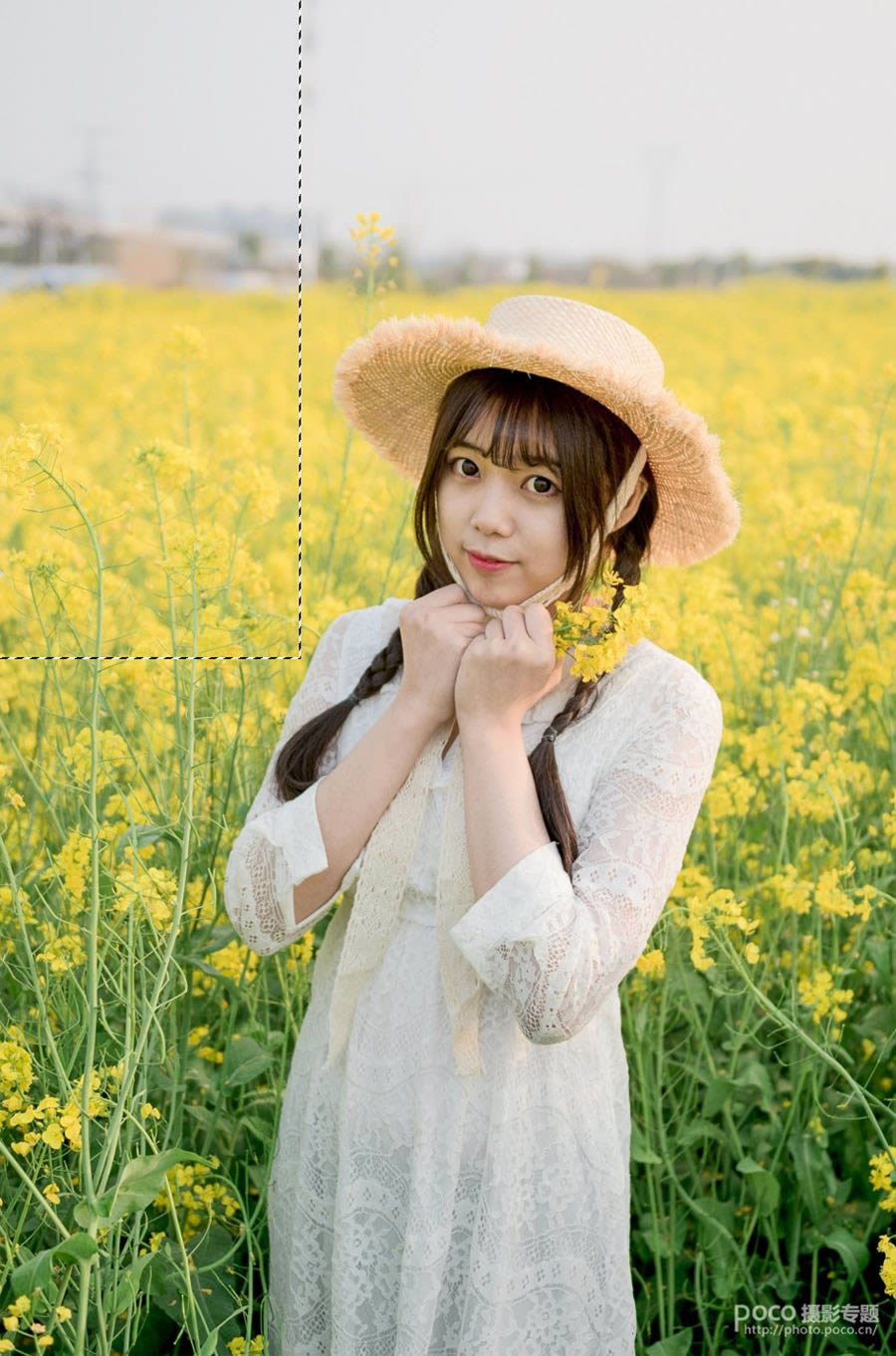 PS把逆光油菜花人物照片调成明亮高清效果