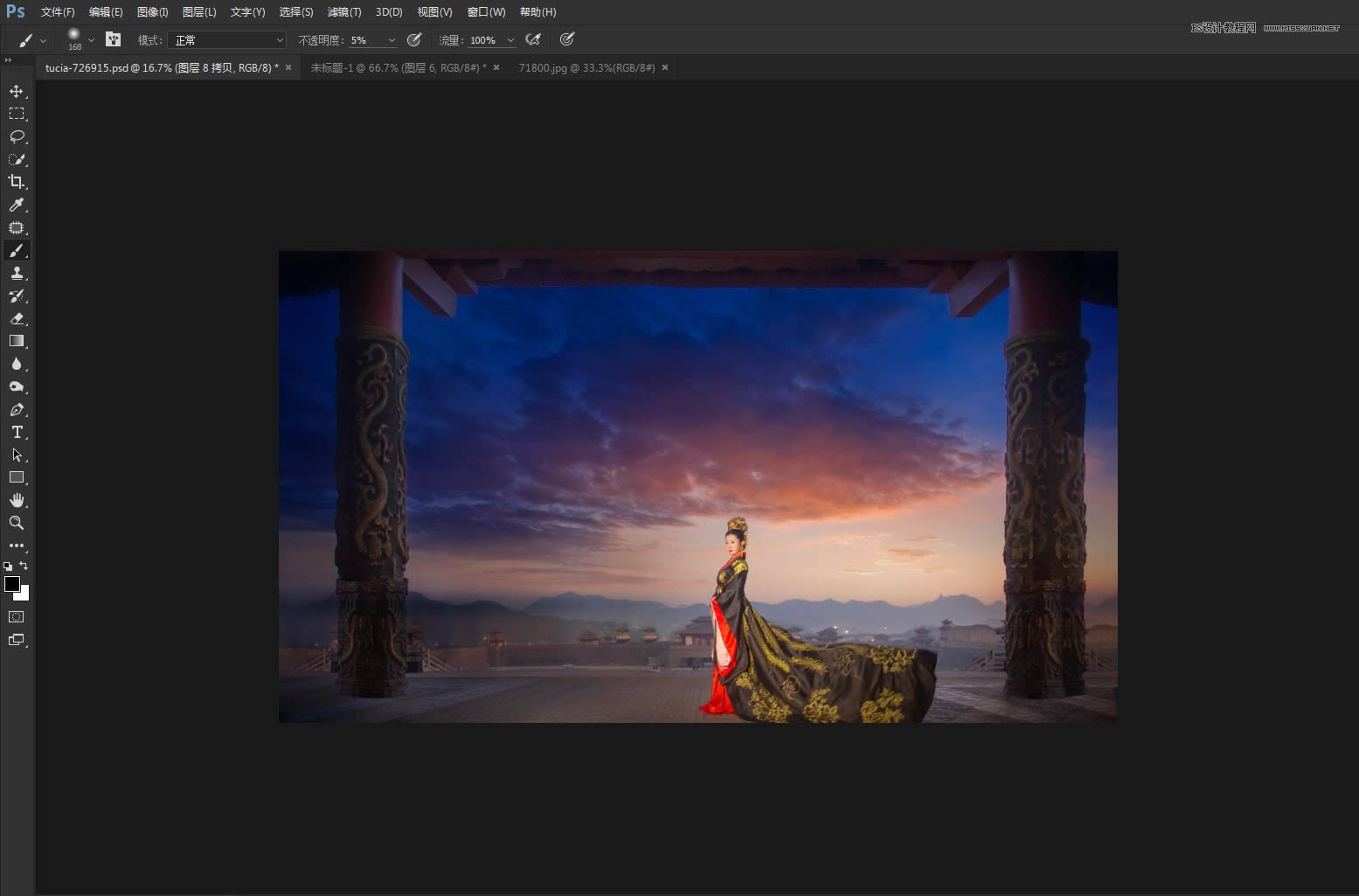 PS调出夕阳氛围霸气古装人物大片效果