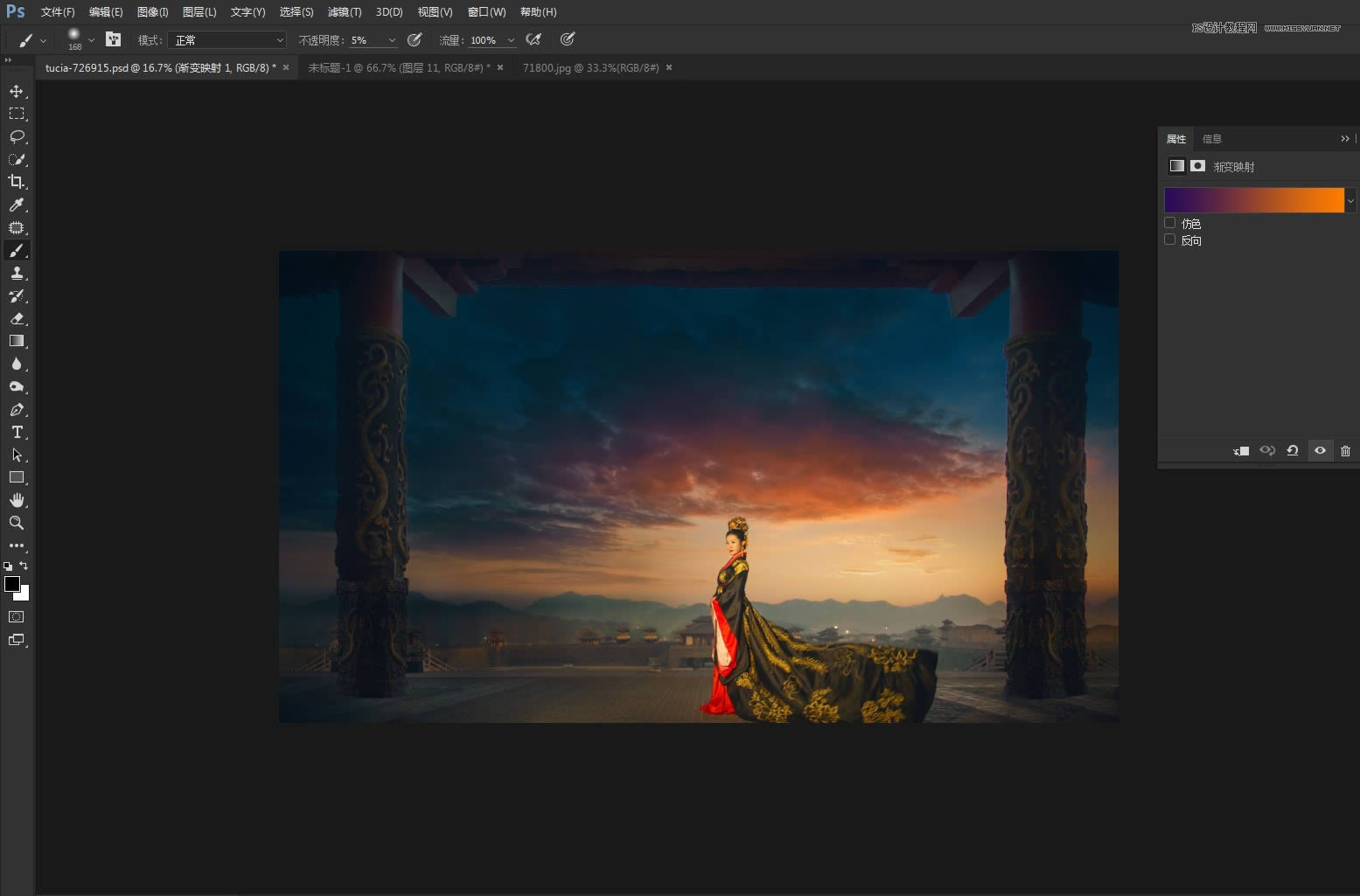 PS调出夕阳氛围霸气古装人物大片效果