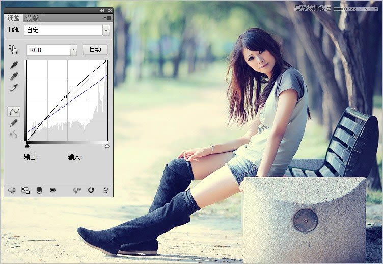 调出暖黄锐化公园长腿女孩照片的PS教程