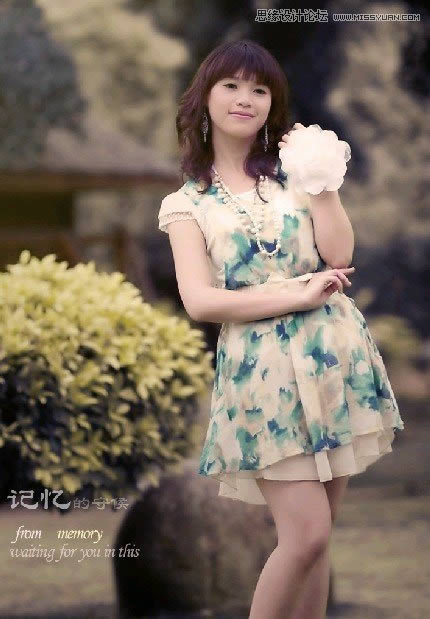 用PS如何调制淡黄中性短裙女孩照片