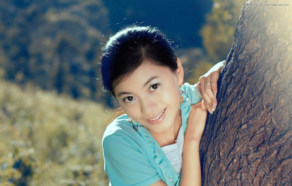 PS把黝黑逆光人像照片调成水润亮白效果