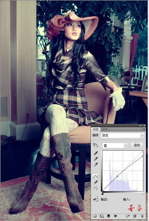 PS调出青绿色怀旧风格杂志人物封面照片