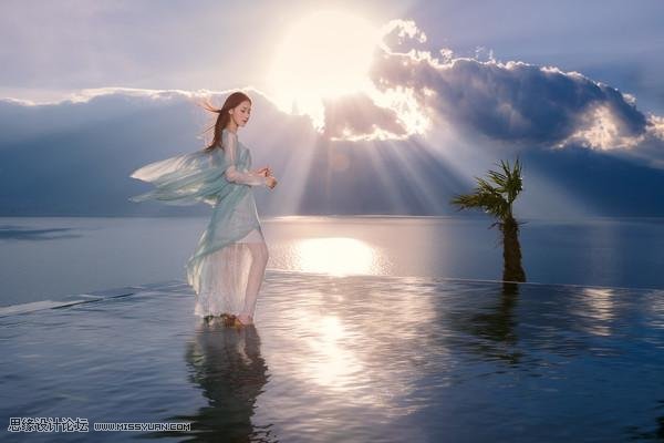 修复逆光海景女生照片色彩的PS教程