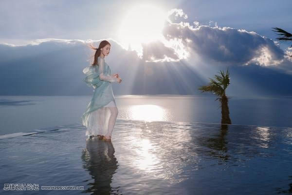 修复逆光海景女生照片色彩的PS教程