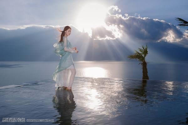 修复逆光海景女生照片色彩的PS教程