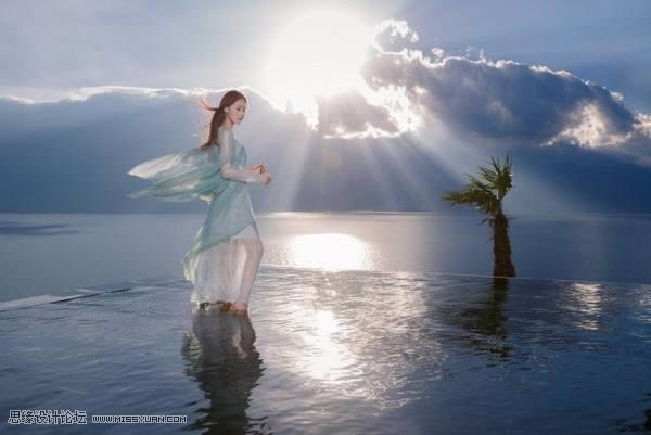 修复逆光海景女生照片色彩的PS教程