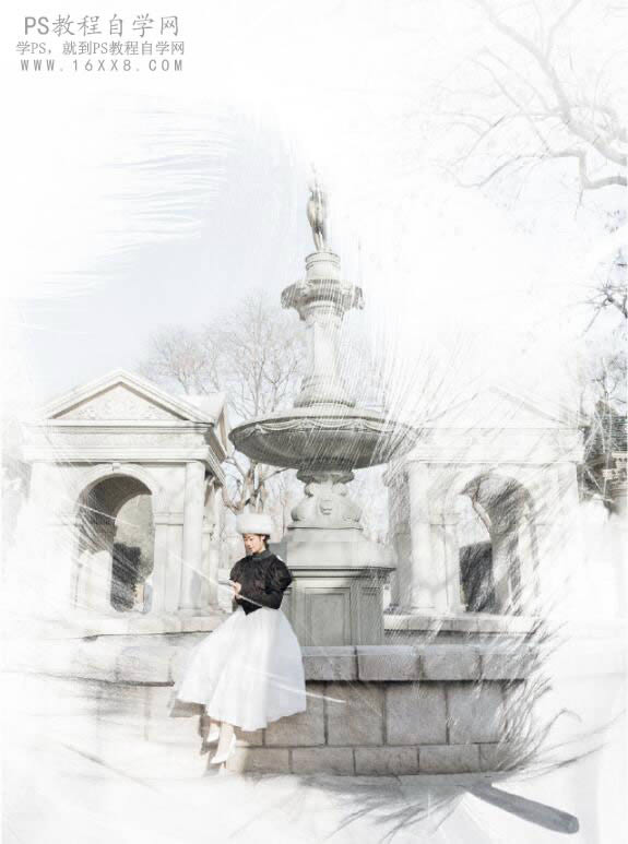 调出雪白色彩冬季阳光人像照片的PS教程