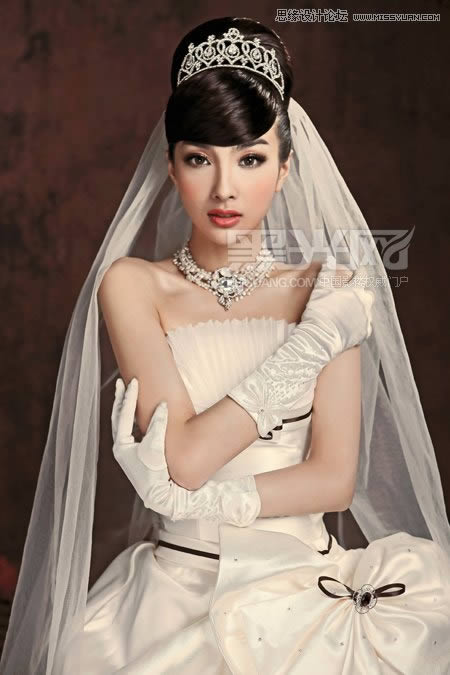 调出高贵质感米黄女王婚纱照片的PS教程