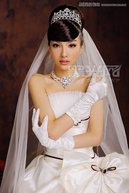 调出高贵质感米黄女王婚纱照片的PS教程