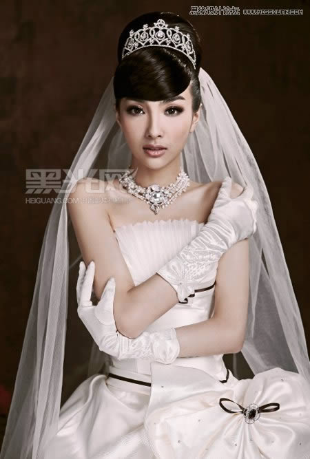 调出高贵质感米黄女王婚纱照片的PS教程