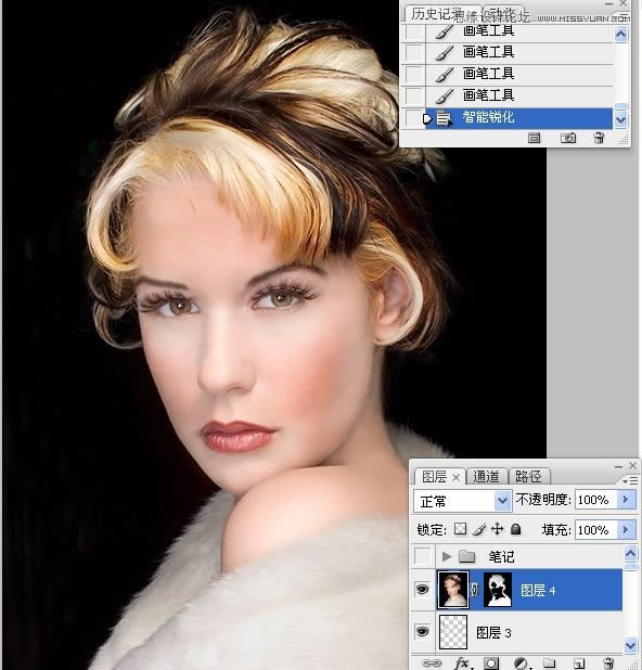 学习精修国外模特头像肤色效果的PS修图教程