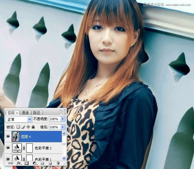 PS给女孩照片润肤磨皮并调成青蓝色效果