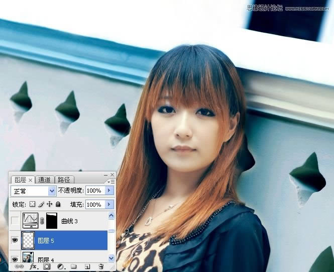 PS给女孩照片润肤磨皮并调成青蓝色效果