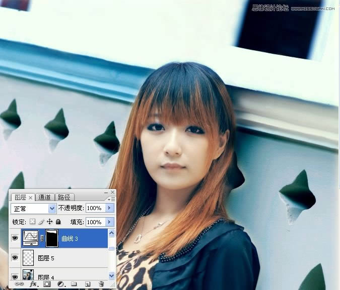 PS给女孩照片润肤磨皮并调成青蓝色效果