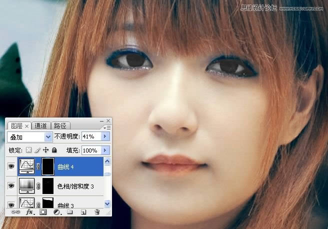 PS给女孩照片润肤磨皮并调成青蓝色效果