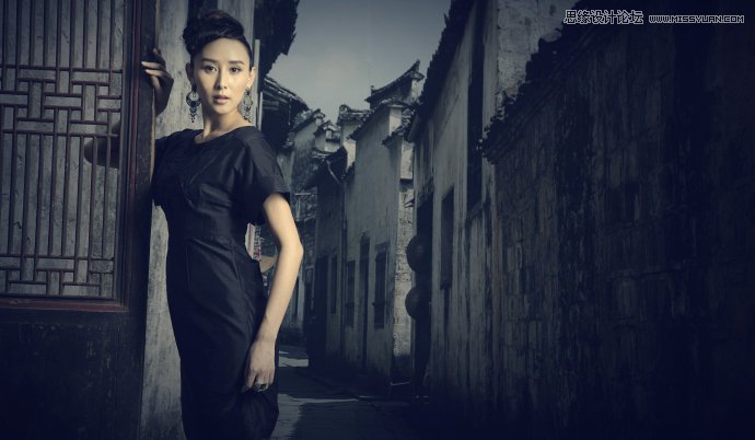 PS把怀旧乡村女生照片调成柔和中性灰效果