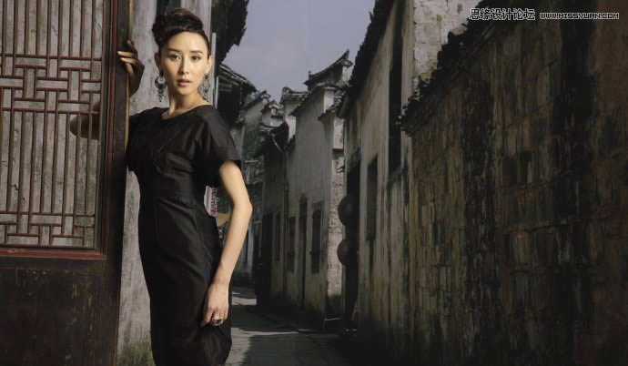 PS把怀旧乡村女生照片调成柔和中性灰效果