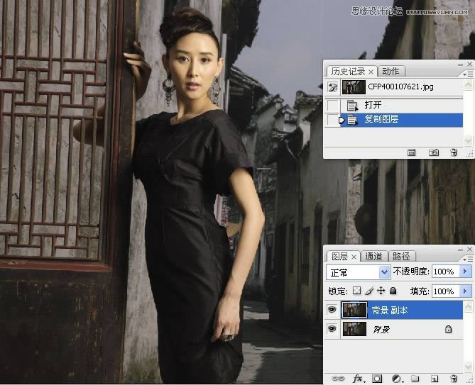 PS把怀旧乡村女生照片调成柔和中性灰效果