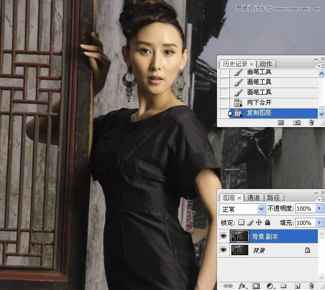 PS把怀旧乡村女生照片调成柔和中性灰效果