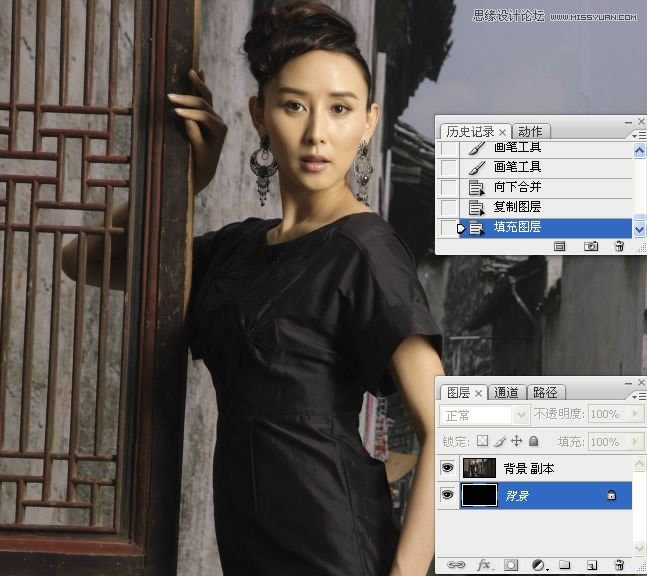 PS把怀旧乡村女生照片调成柔和中性灰效果