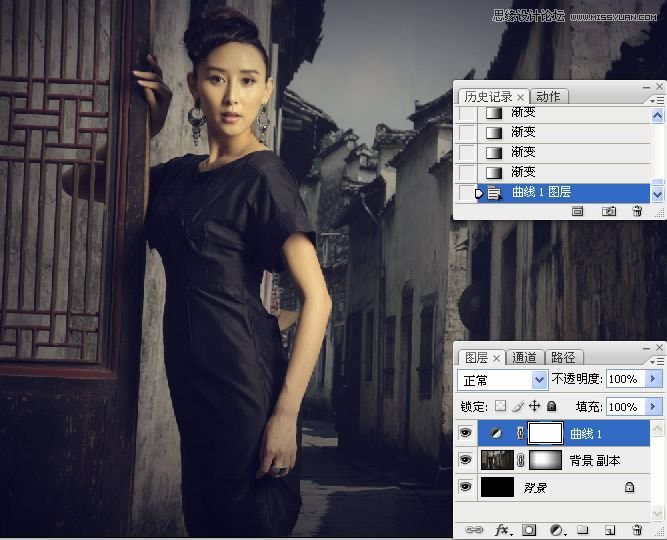 PS把怀旧乡村女生照片调成柔和中性灰效果