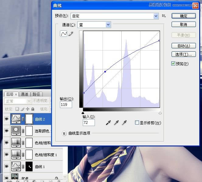 PS调出流行质感藏青色欧美模特照片