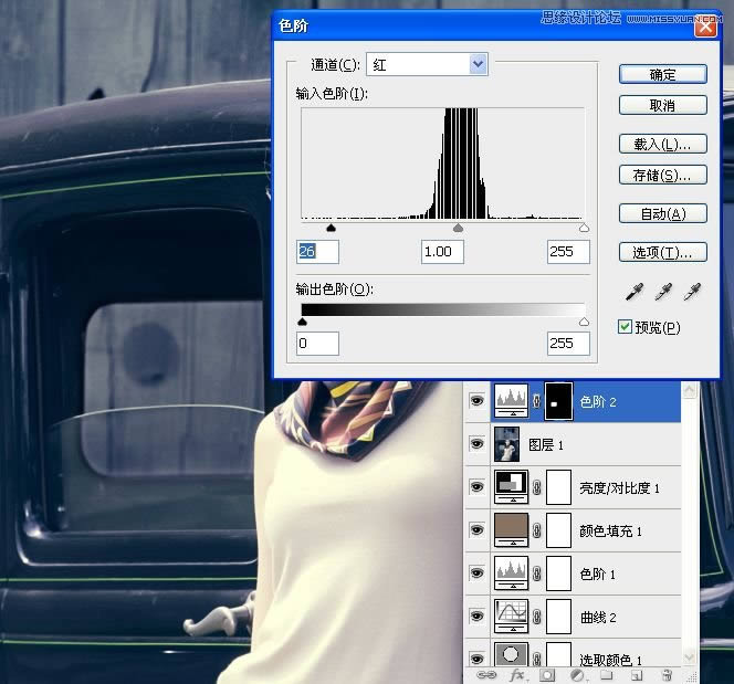 PS调出流行质感藏青色欧美模特照片