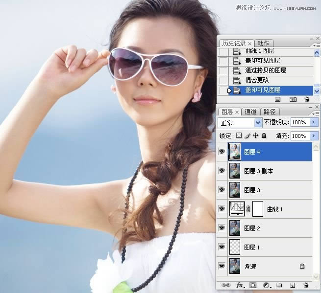 把昏暗女孩照片调成通透水润色彩的PS教程