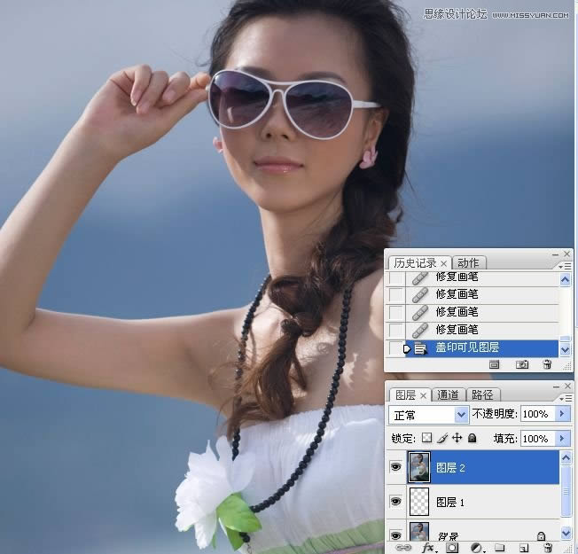 把昏暗女孩照片调成通透水润色彩的PS教程