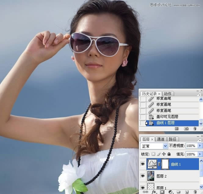 把昏暗女孩照片调成通透水润色彩的PS教程